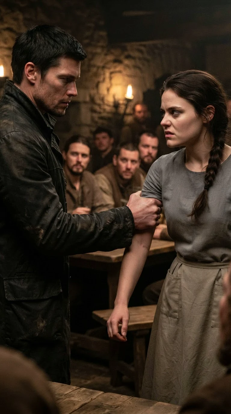 Caelan's hand clamps hard around Avery's arm and he shakes her once.