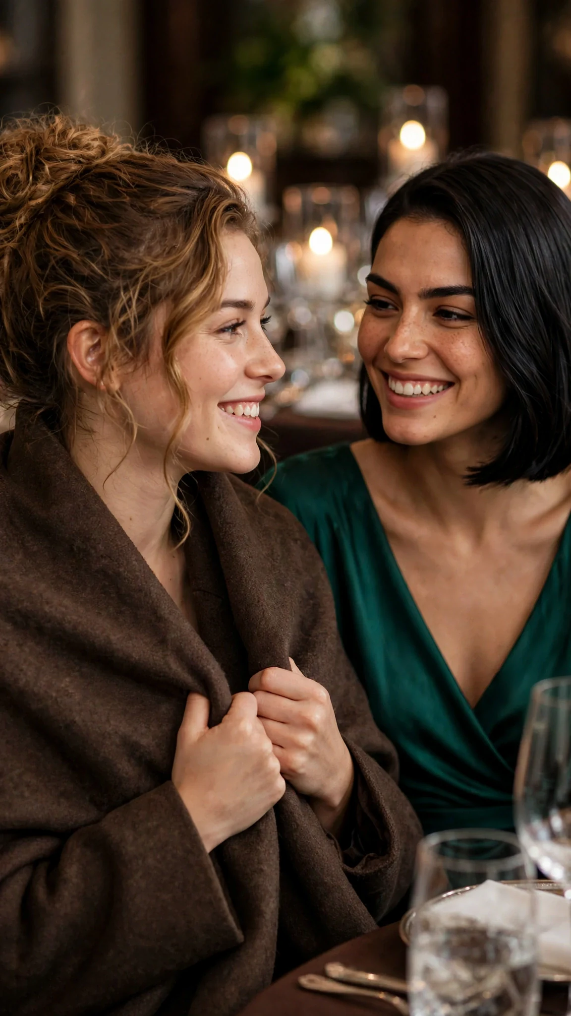 Bianca looks Lacey up and down with a sharp smile at the dinner table.