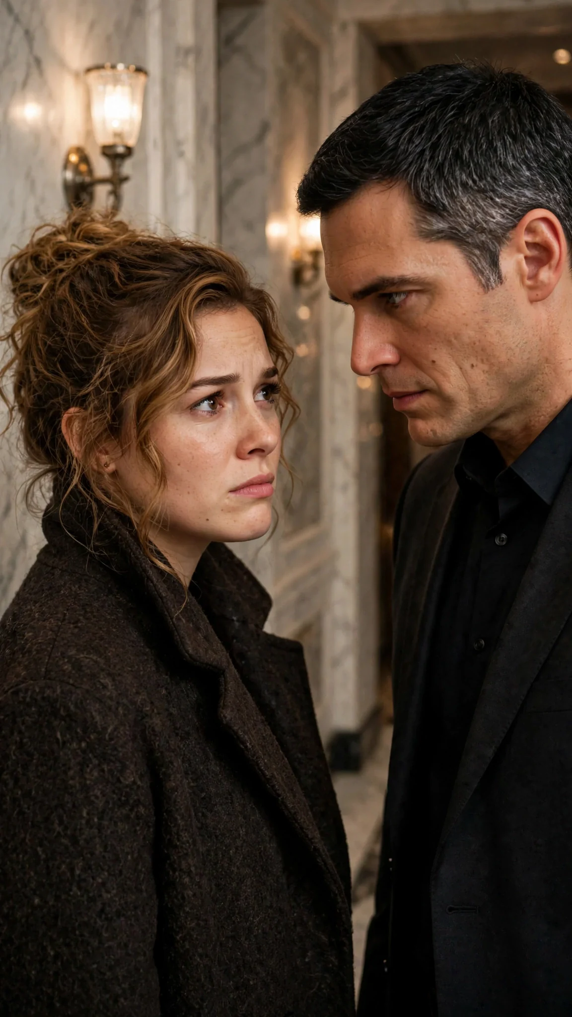 Lacey's face tightens as Barrett's warning lands, his gray eyes cold.