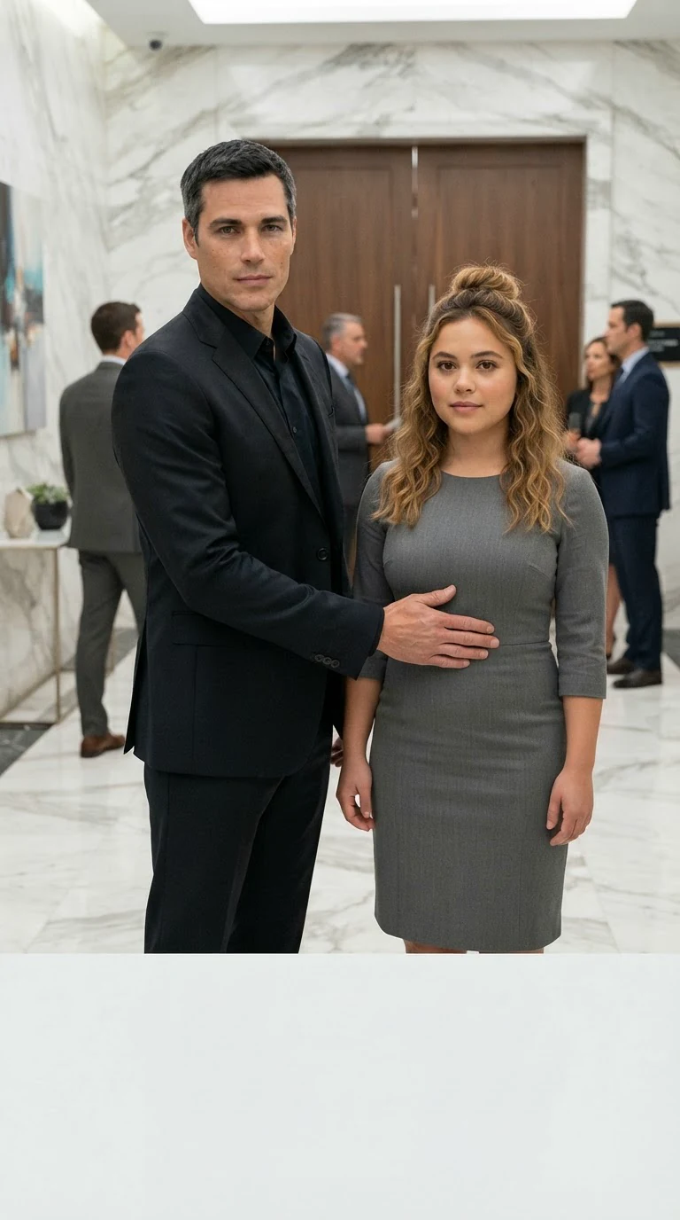 Barrett stands in a marble hallway with his hand on Lacey's back after the board lunch.