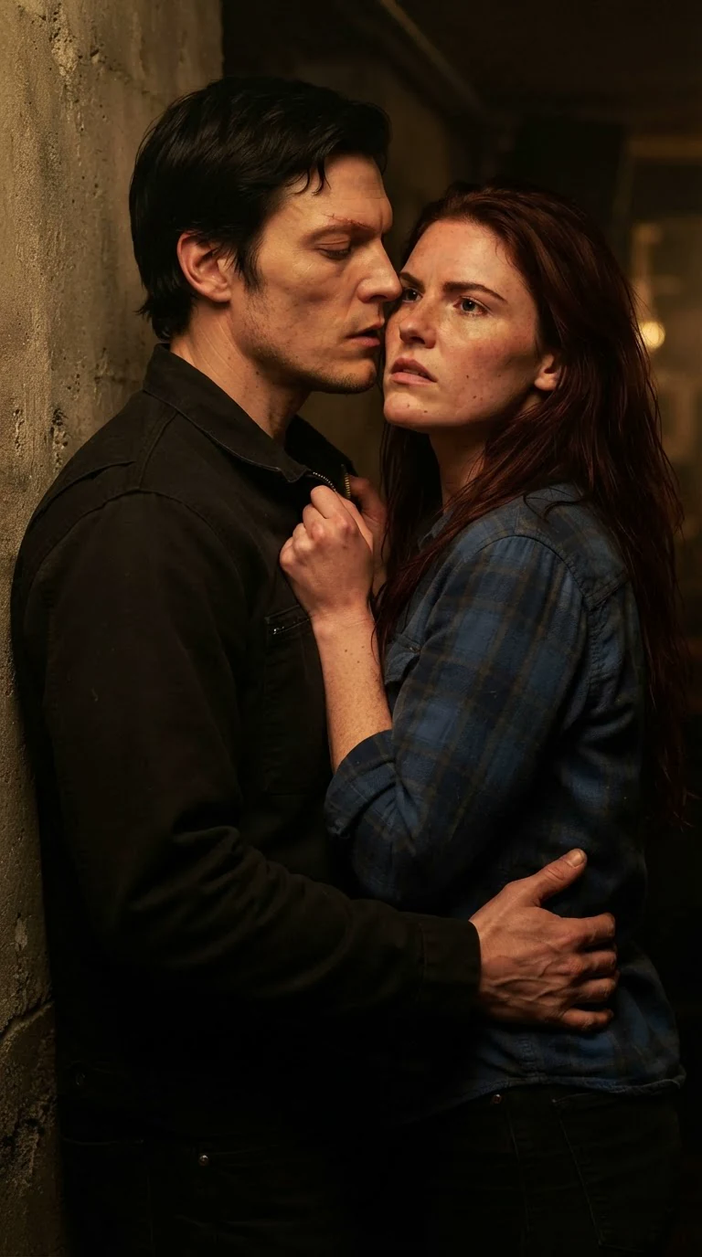 His hands on her hips, mouth at her ear, both of them breathing hard.