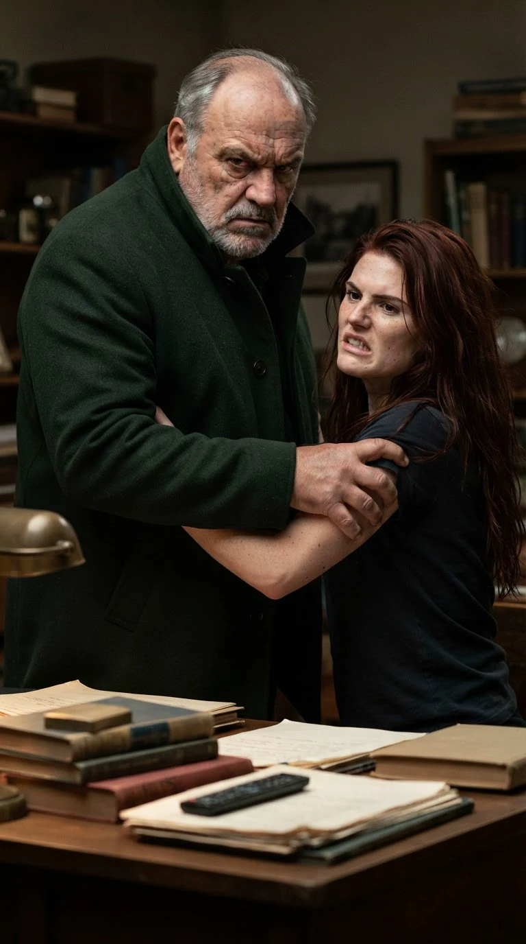 Alden grabs Rhea's arm above the elbow and squeezes.