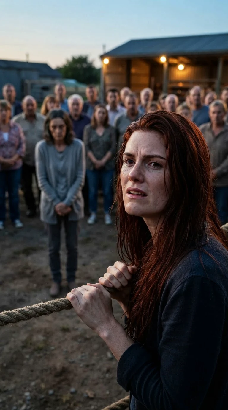 The heroine strains to look at her mother in the crowd.