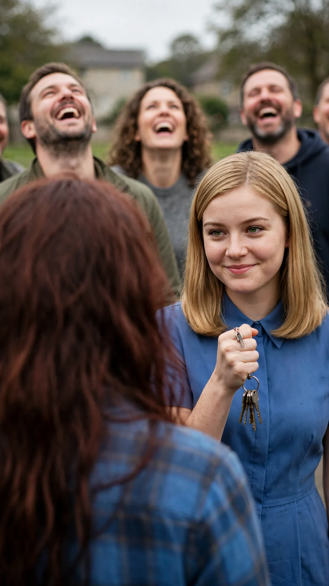 Della smirks at Rhea while wolves in the crowd laugh.