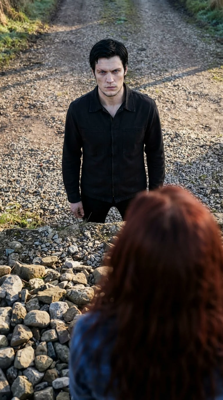 Kael looks down at Rhea on the stones, the bond pulling between them.