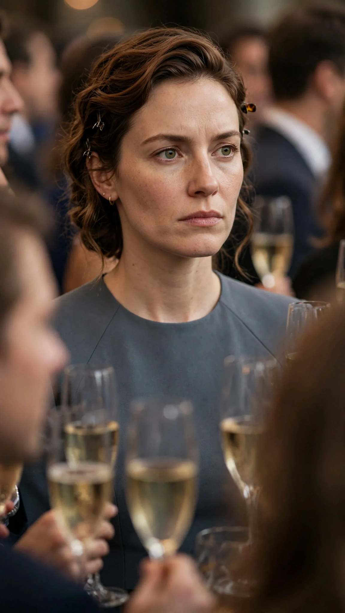 Calla's face tightens as she listens.
