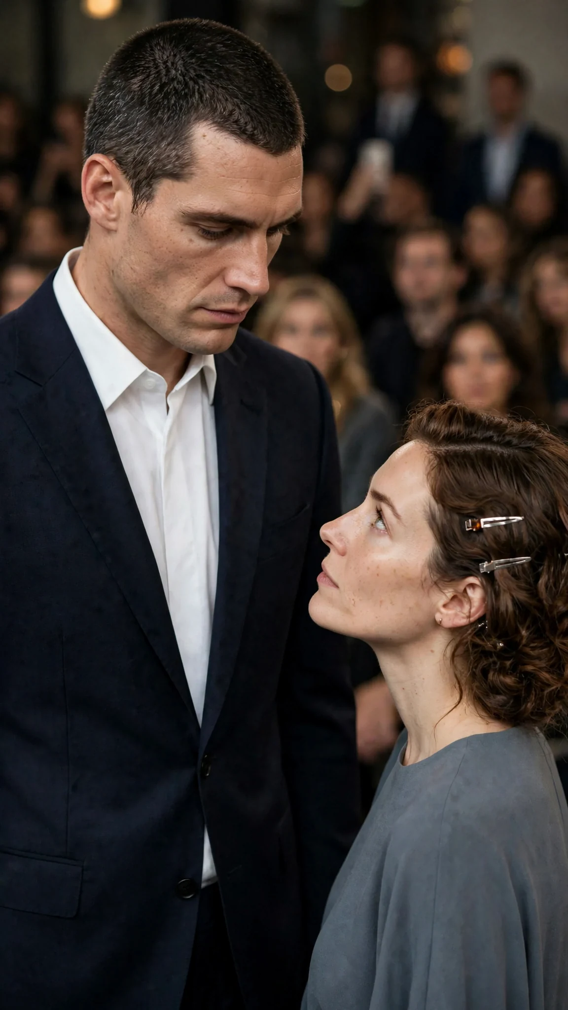 Roman looks down at Calla with cold contempt.