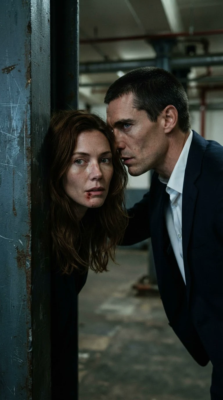 Roman leans close to Calla's ear, whispering a threat.
