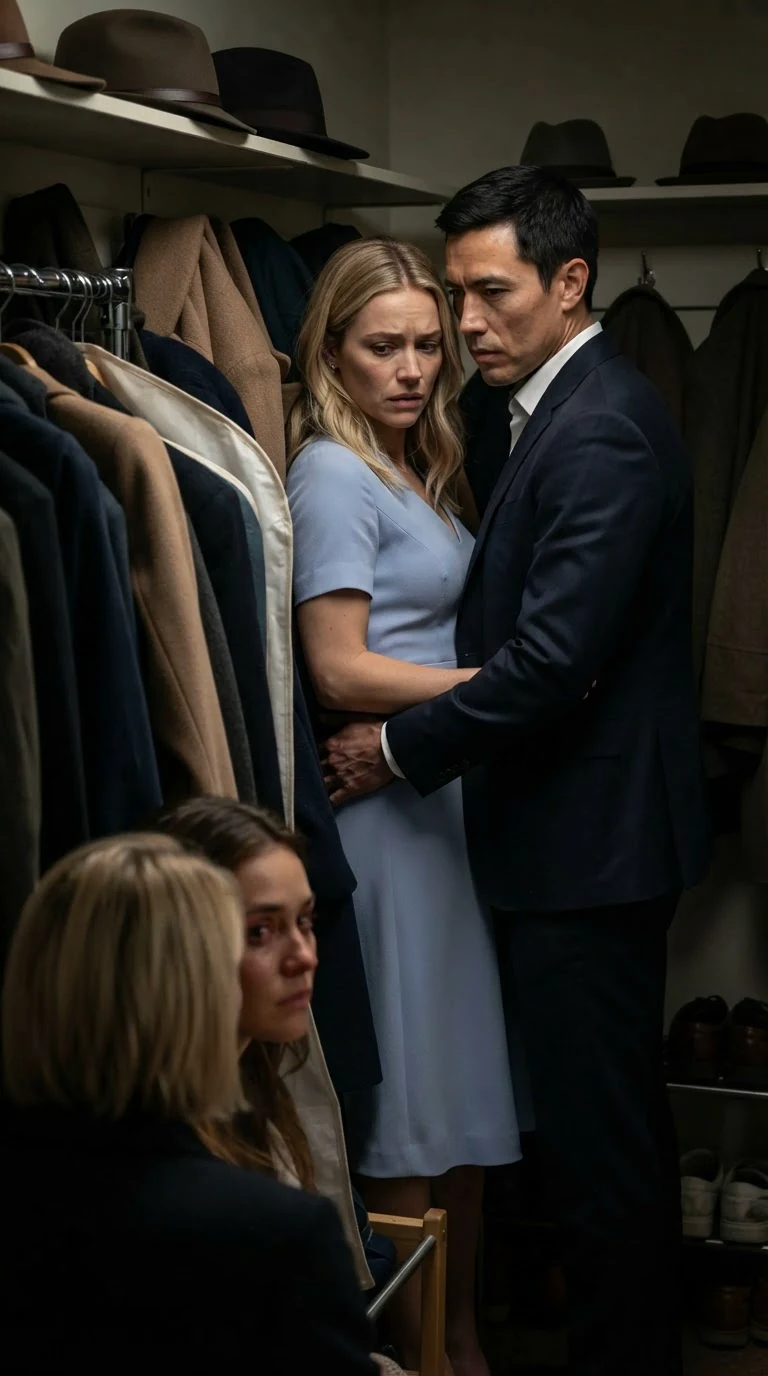 Brynn's face twists as Cade holds her close against the wall.
