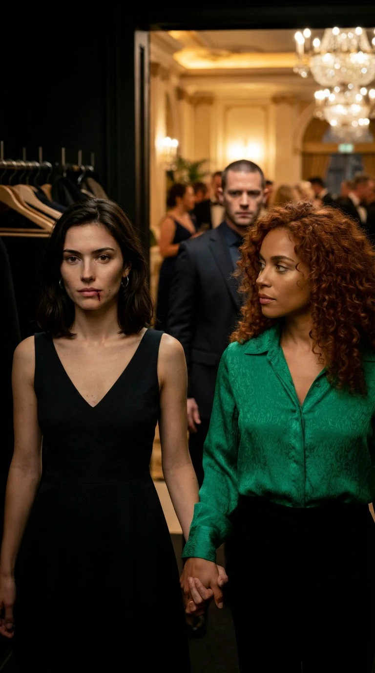 Wren and Nia walk out of the coat room hand in hand, leaving Cade behind.