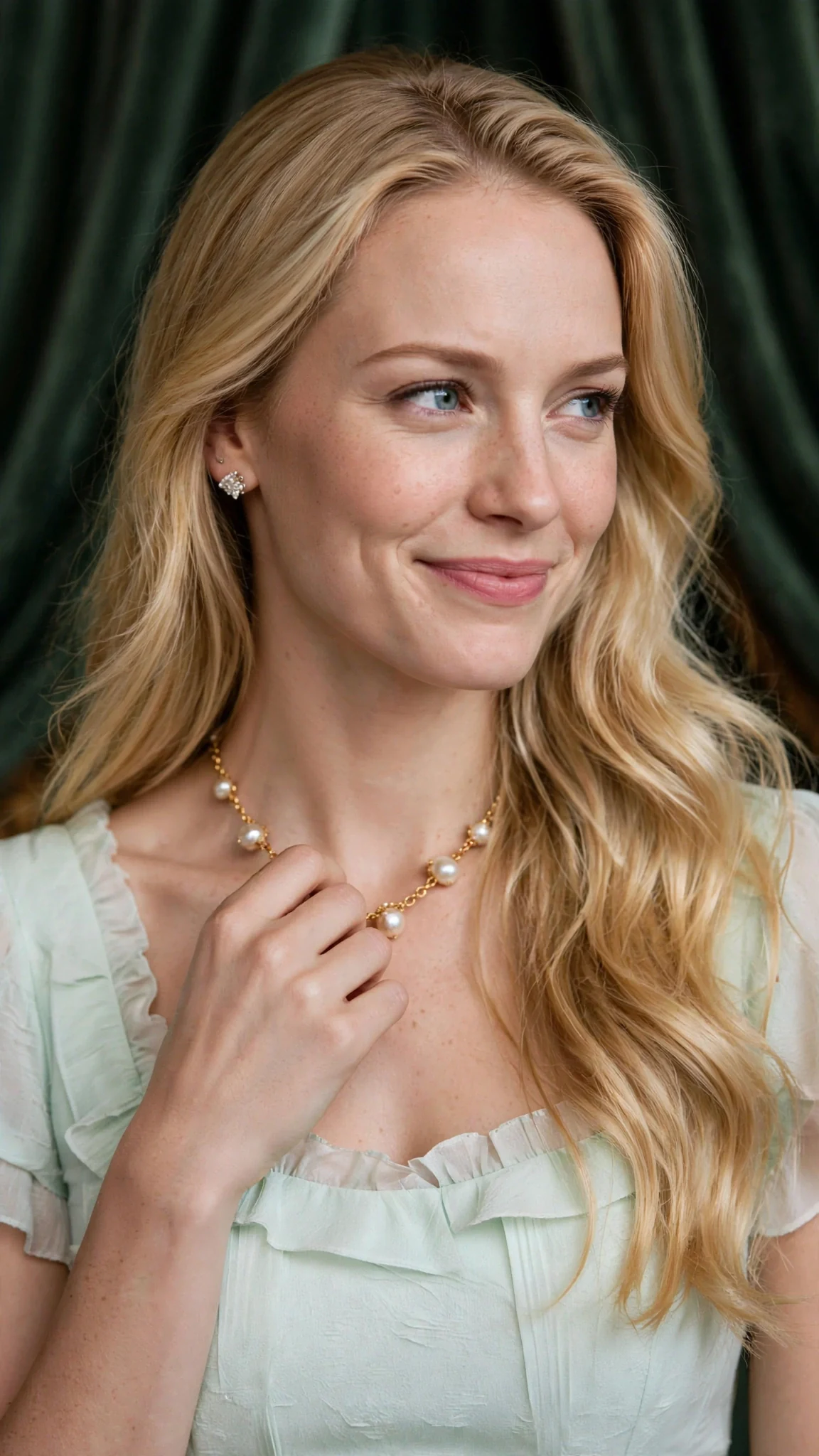 Brynn touches the necklace at her throat and sneers.