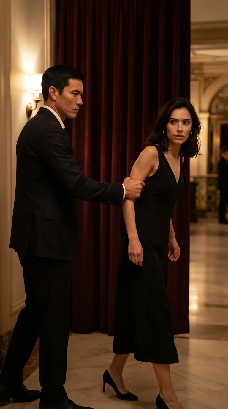 Cade takes Wren's elbow and pulls her toward a heavy curtain.