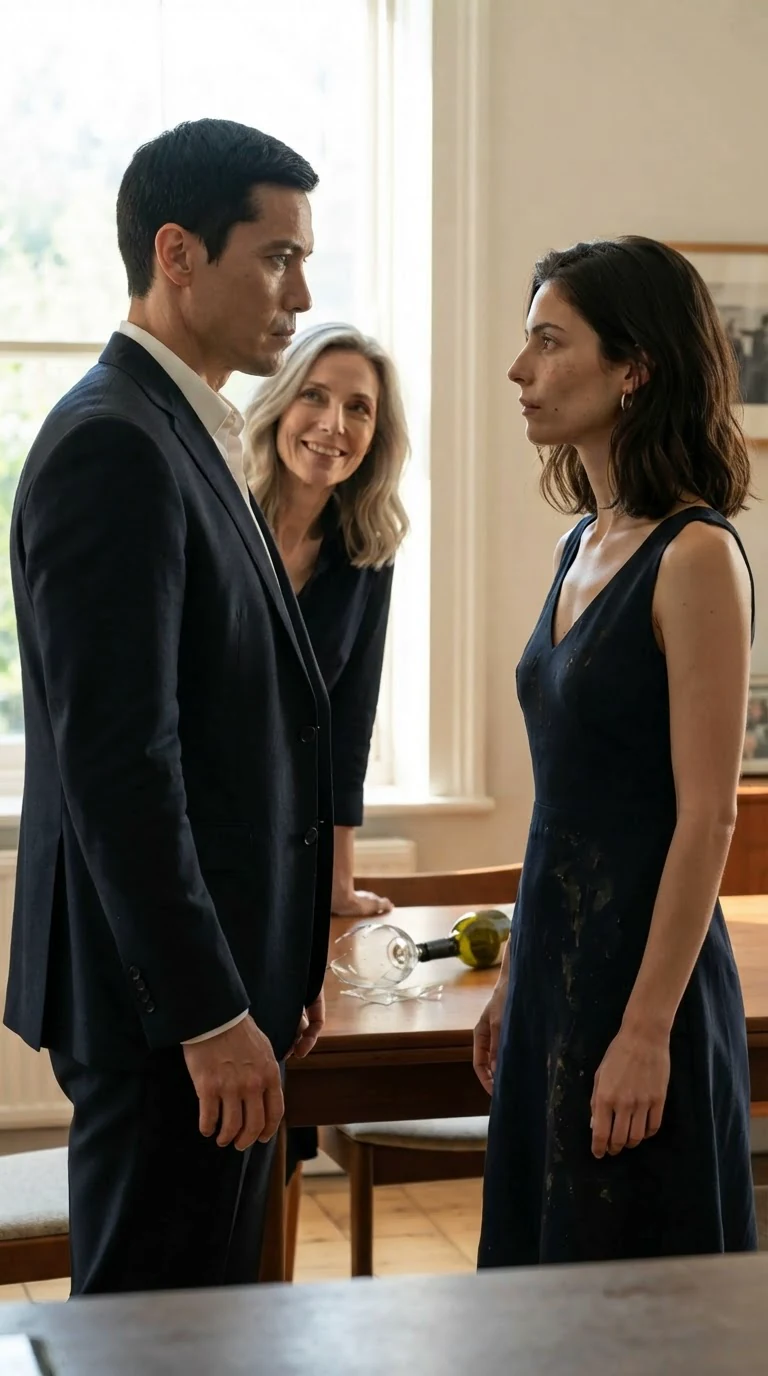 The tall man turns his cold gray eyes on his wife, and the older woman smirks beside him.