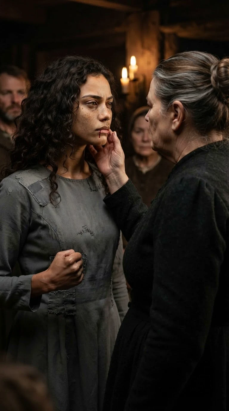 Riona spits blood at Selba's feet and answers.