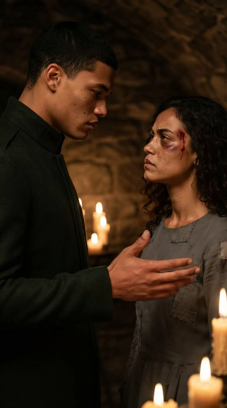 Caelum holds out his hand to Riona, quiet and steady.