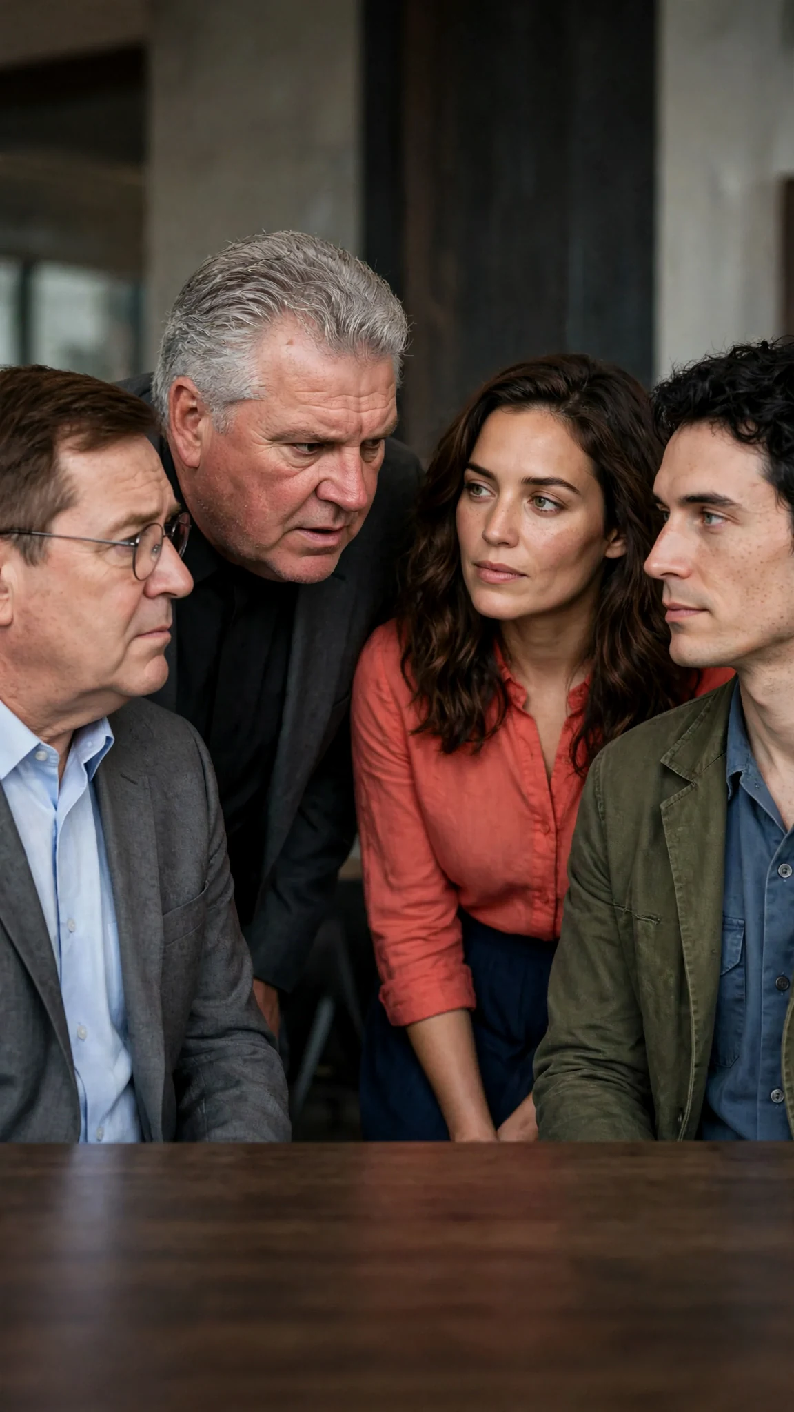 Otis hesitates under Benedict's quiet gaze while Marielle notices the exchange.