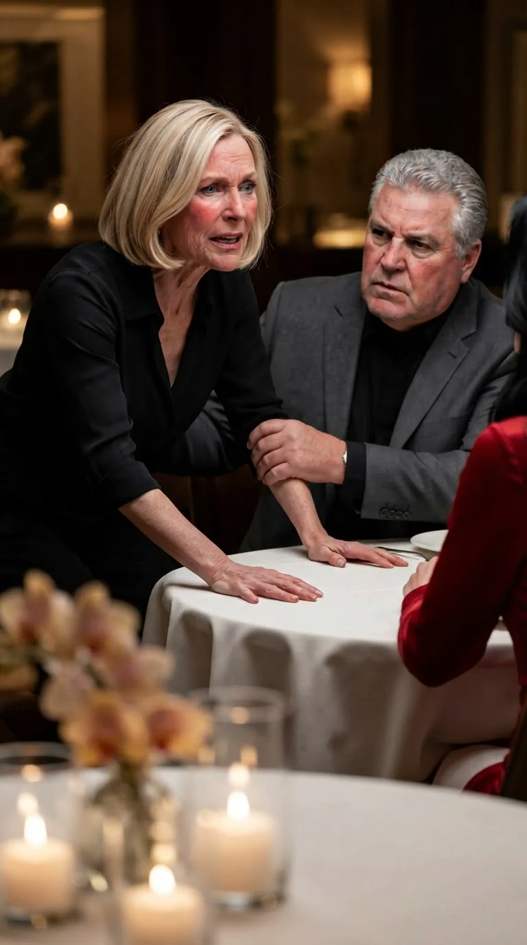 Veronica stands halfway out of her chair and snaps at Marielle.