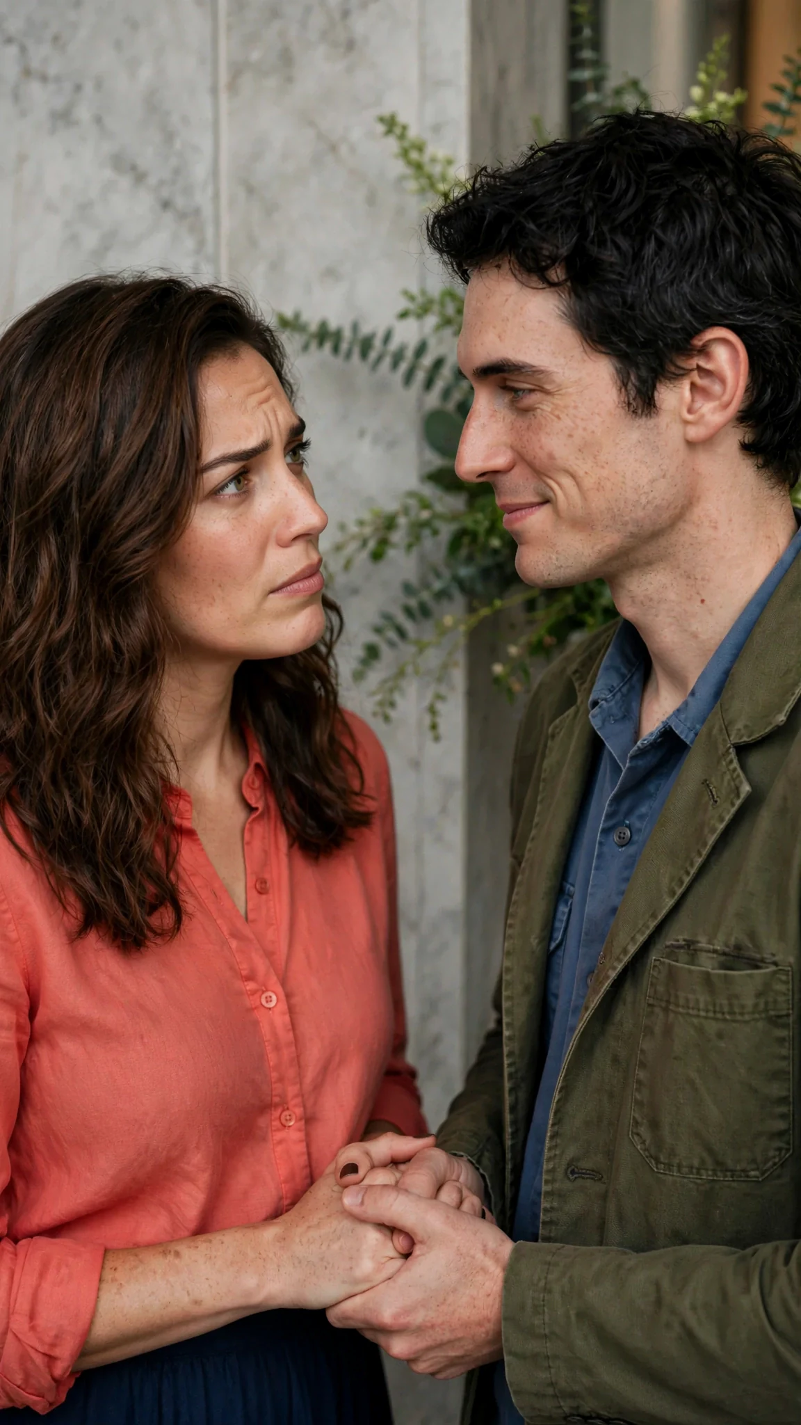 Marielle searches Benedict's face with a puzzled frown.