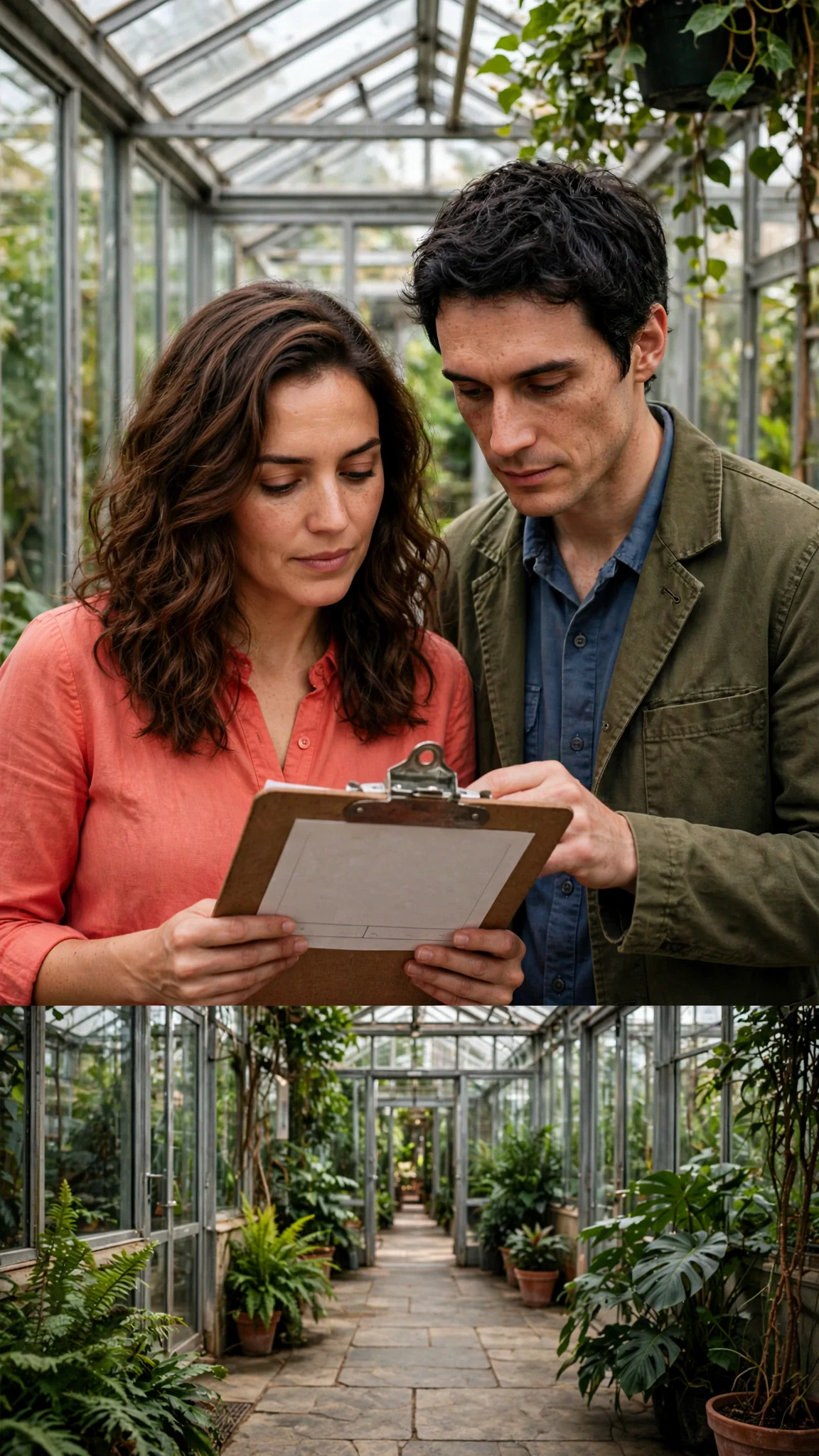 Marielle holds her clipboard with a blank budget page, Benedict beside her.