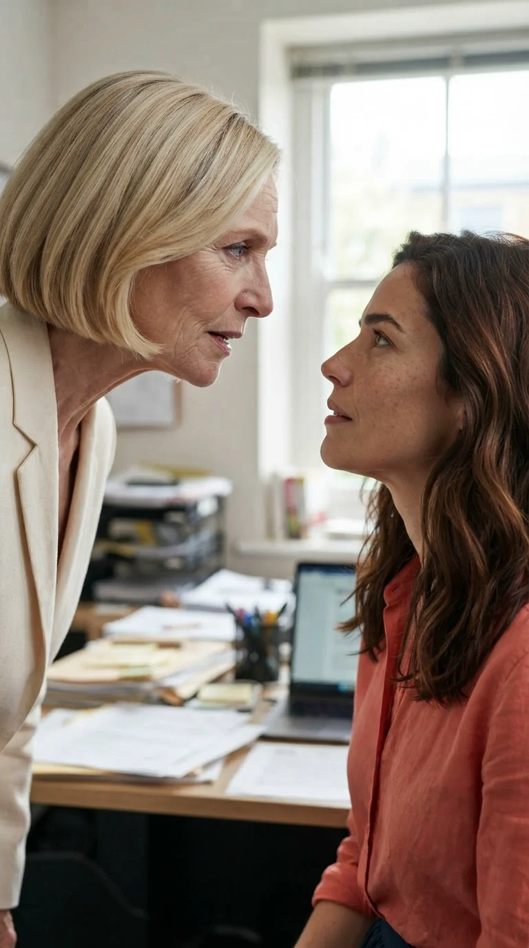 Veronica threatens Marielle with a cold stare.