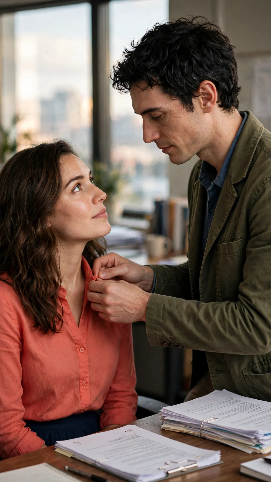 Benedict straightens Marielle's collar and promises the auction will be honest.