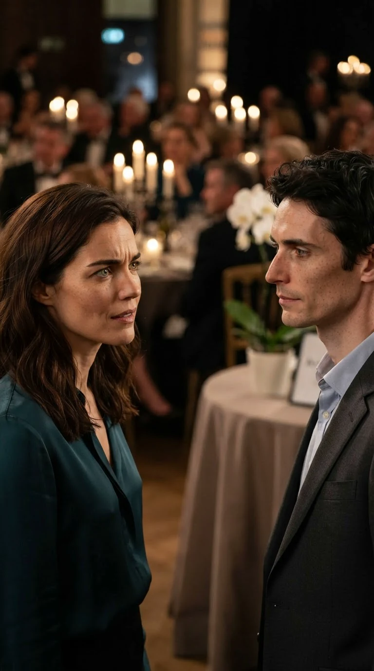 Marielle turns to Benedict with a searching look while he answers her quietly.