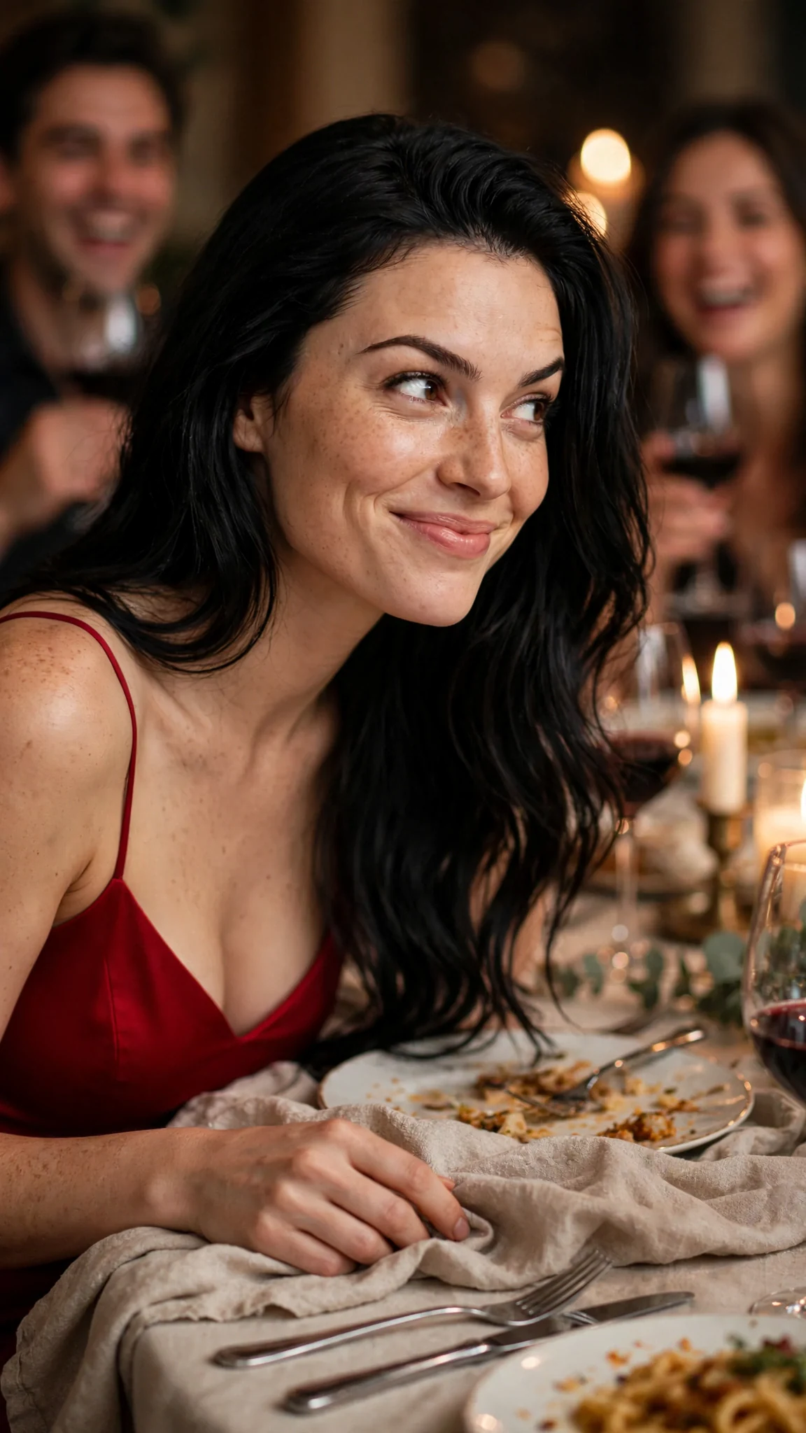 Priscilla leans across the table with a sweet, poisonous smile.