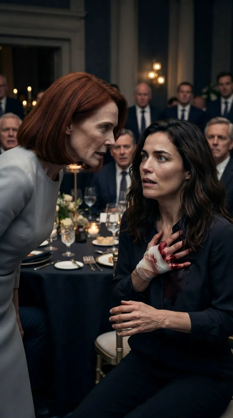 Lavinia threatens Marielle in a low voice while Marielle's bleeding hands shake.