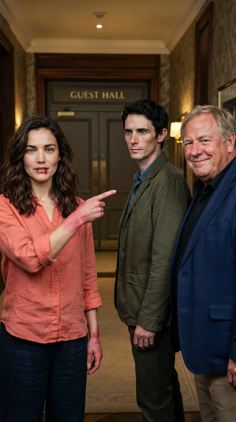 Marielle points Lionel toward the guest hall and orders him to leave.