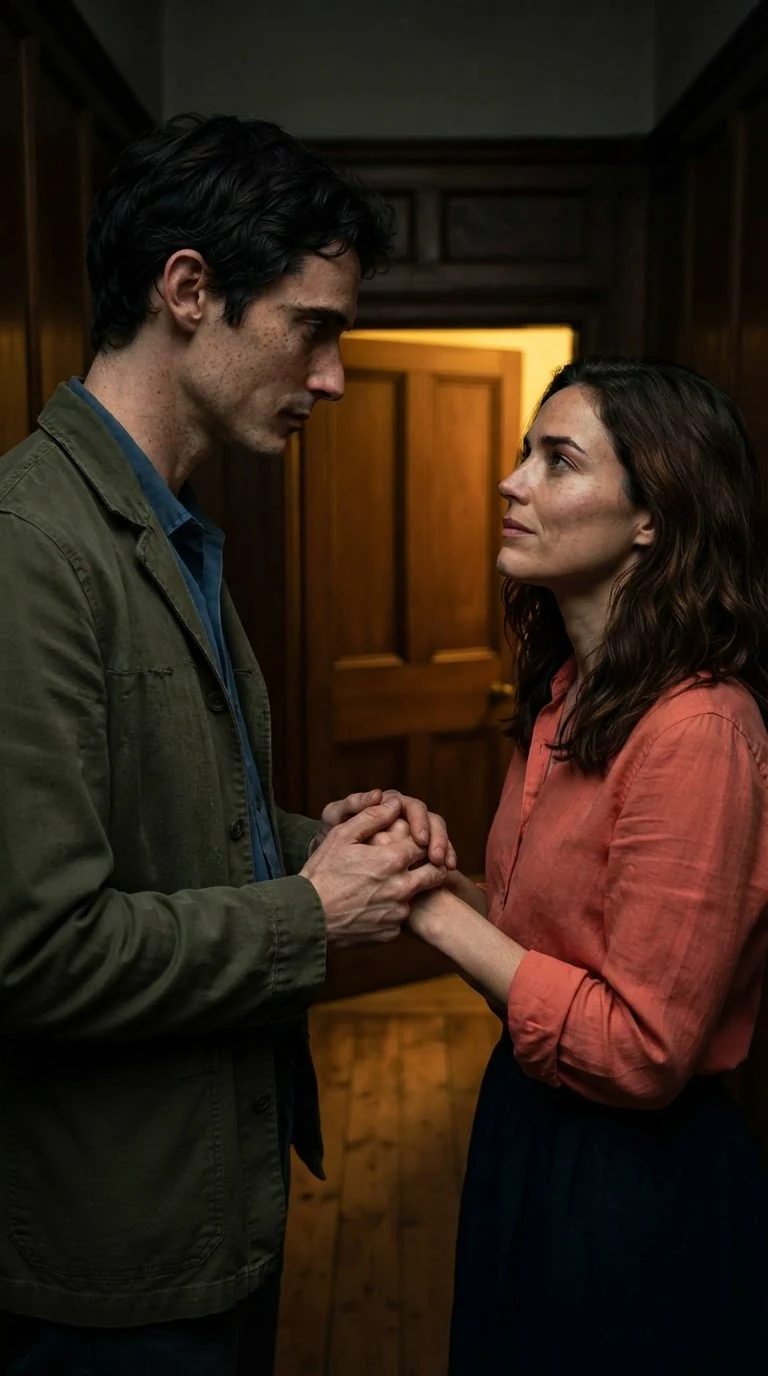 Benedict taking Marielle's hand in the dim hall, her face still hurt.