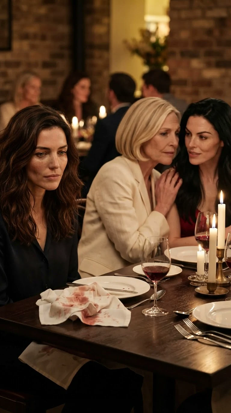Marielle sits alone with her ruined hand while her mother smiles at Priscilla nearby.