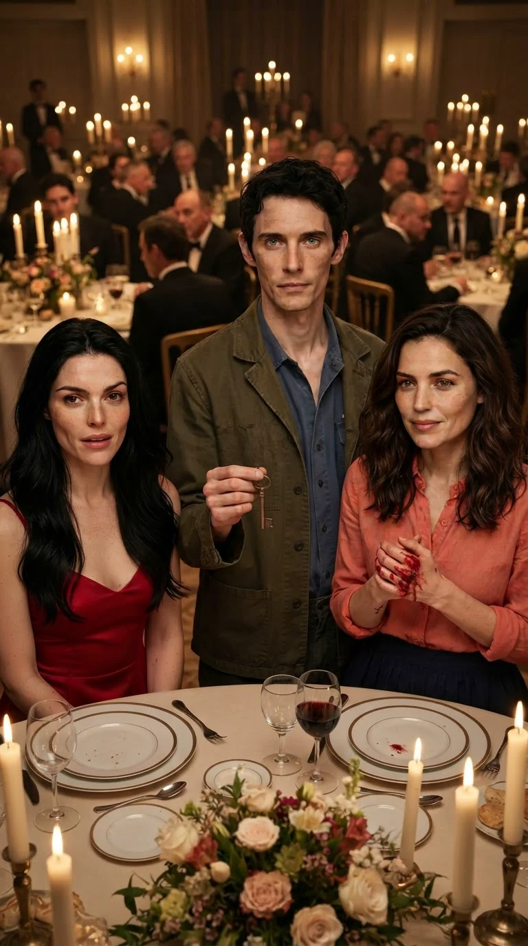 A ballroom goes silent as Priscilla stands crying at the head table while Benedict stands calm with a small key.
