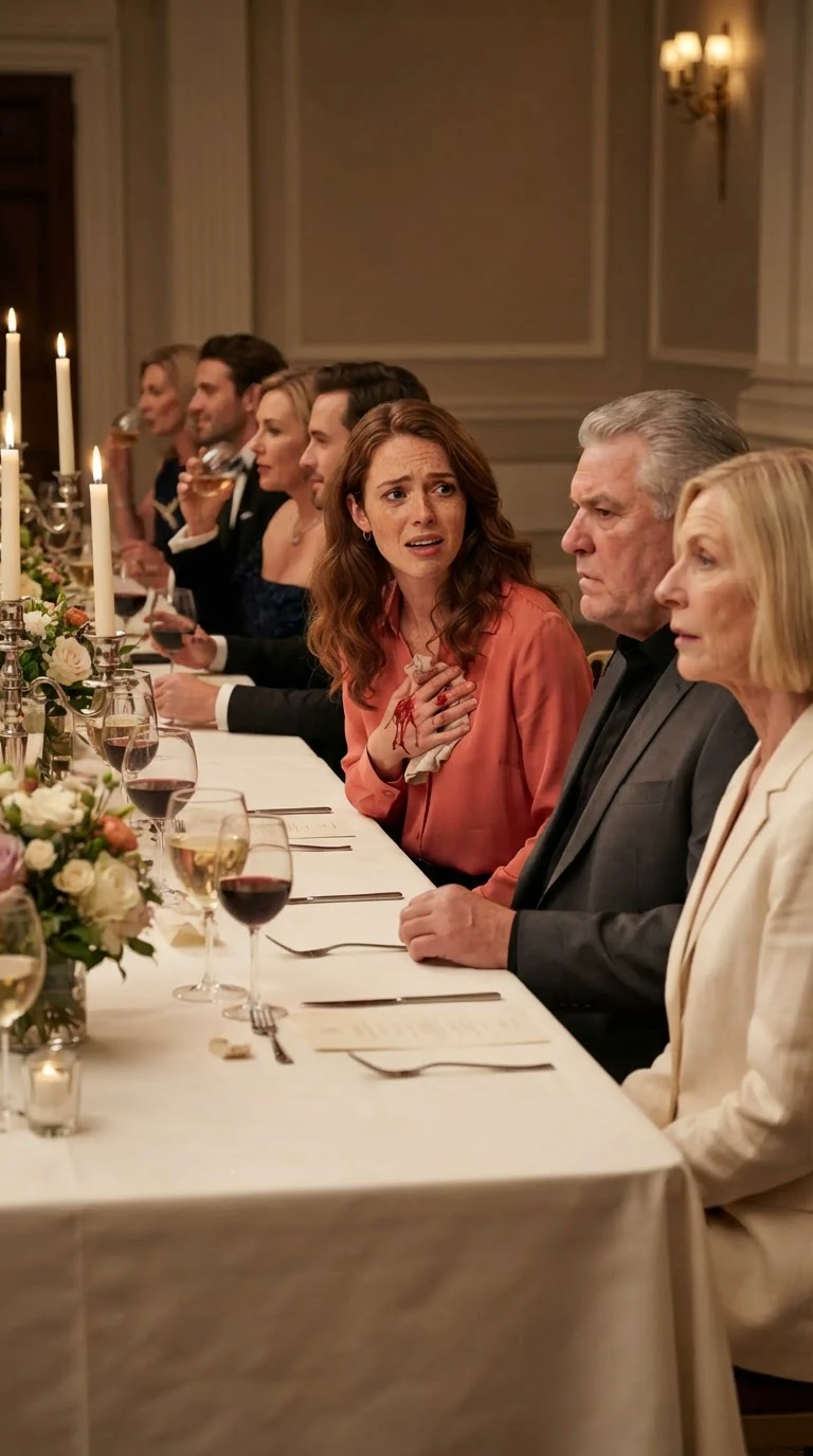 Marielle looks down the long dinner table at her silent family, alone among guests.