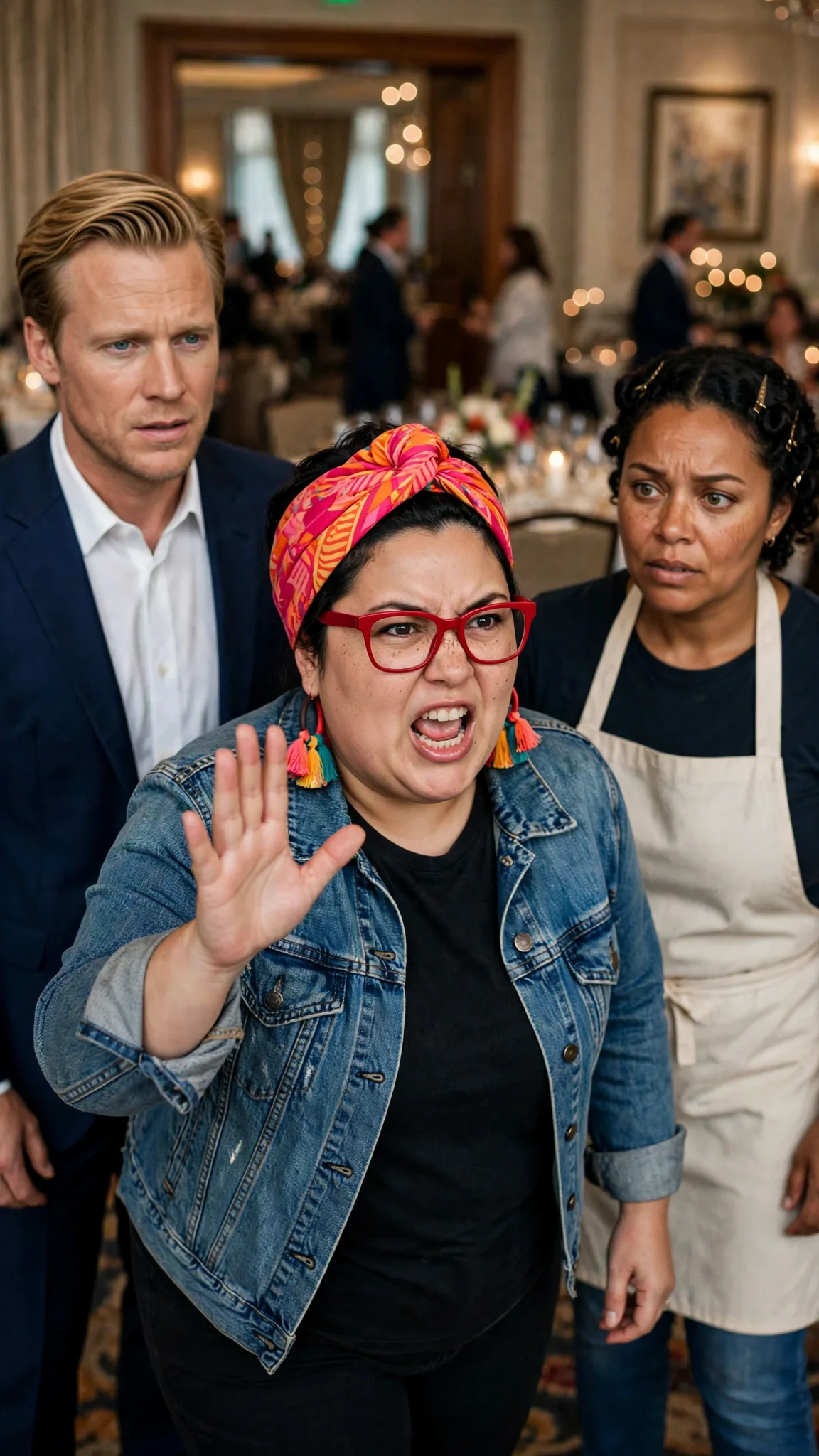 Roxy steps between Jolene and Dean, furious, earrings swinging.