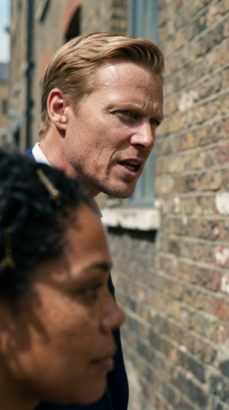 Close on Dean's mouth as he spits the words, Jolene rigid in the foreground.