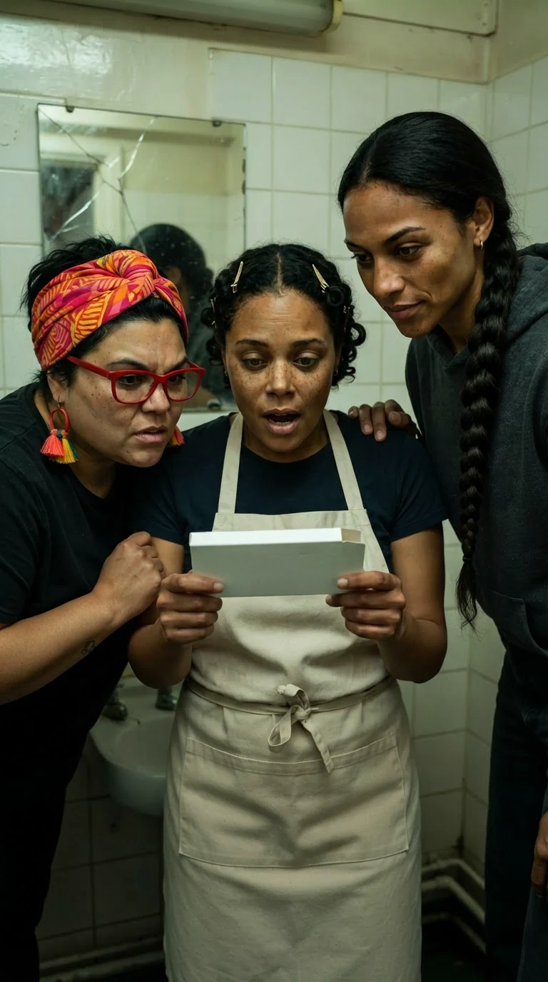 Jolene stares at the pregnancy test box in her hands, her friends close.