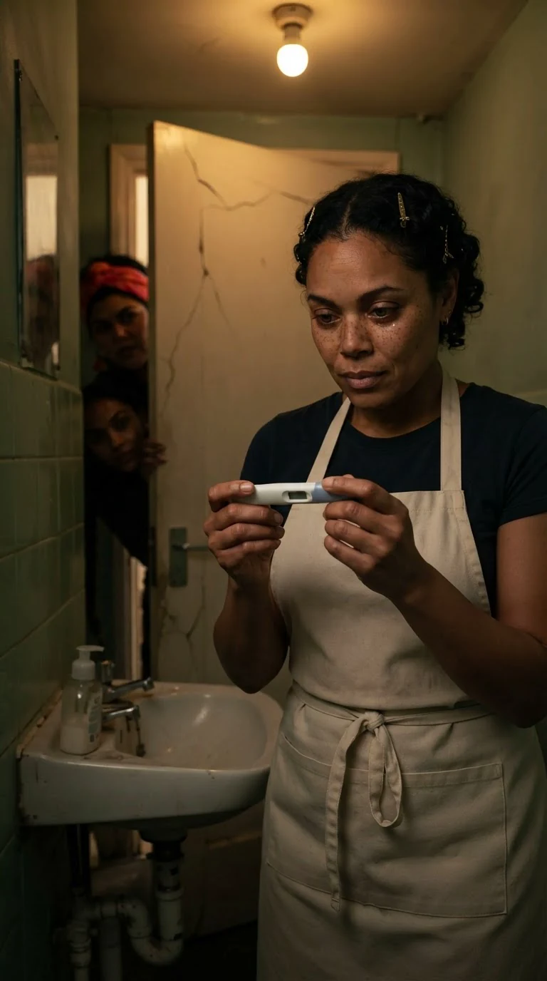 Jolene alone at the sink, holding the test, her hands shaking.