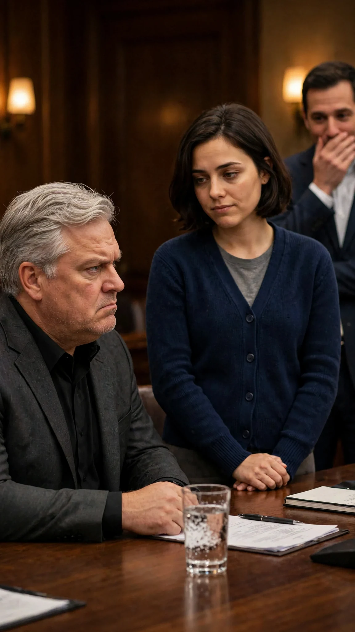 Brant stares at her, insulted, while Mabel answers calmly.