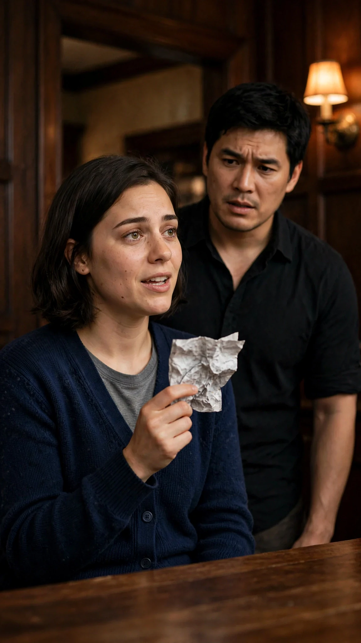 Mabel holds up her crumpled list and offers to run the lost property shelf.