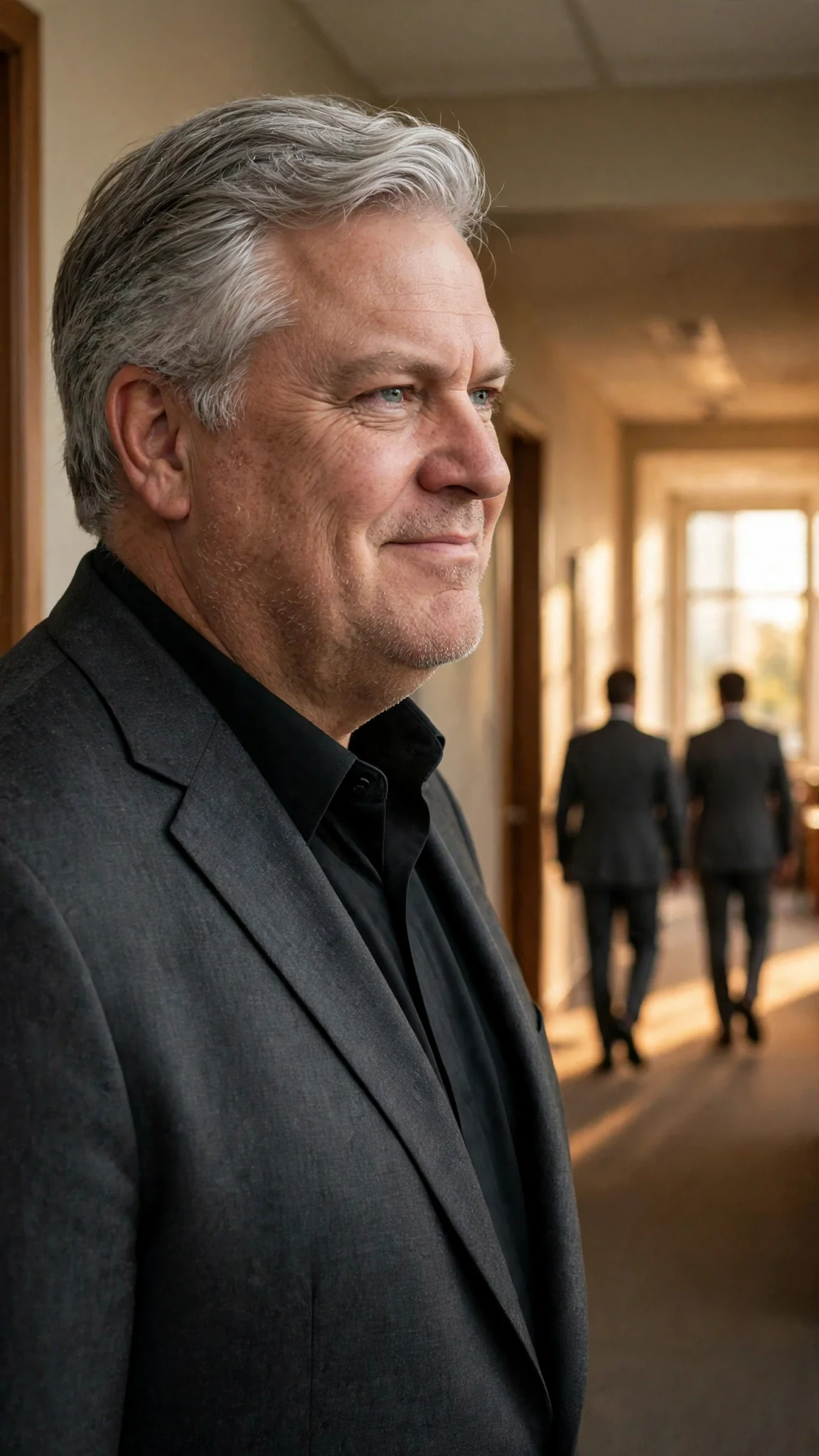 Brant pauses in the doorway and looks back at Mabel with a thin smile.