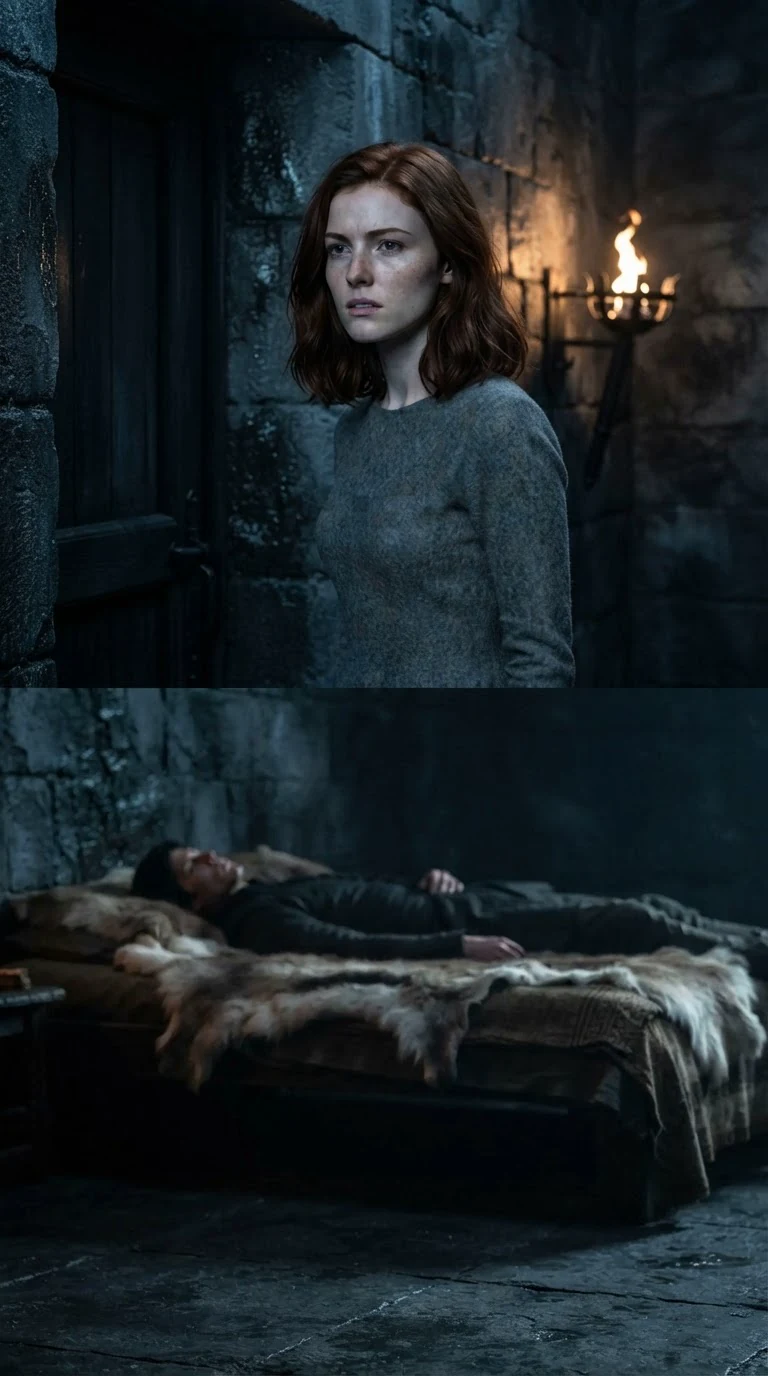 Calista alone in the dark chamber as the lock turns behind her.