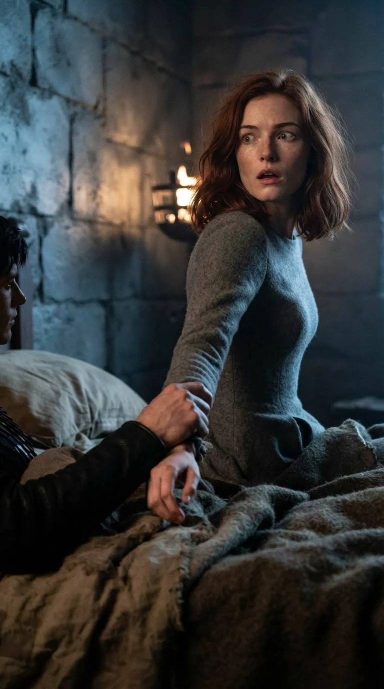 Calista turns toward the door and freezes as a hand closes around her wrist.