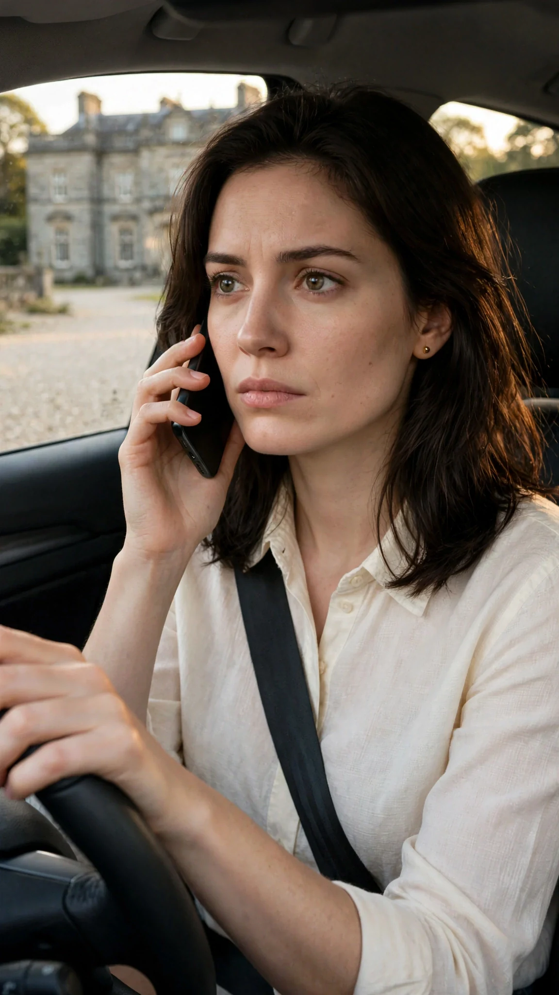 Maris sits in her hot car with the phone at her ear, the Kincaid house small in the mirror behind her.
