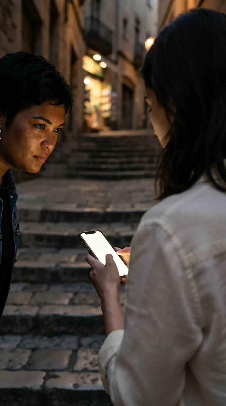 Jules's jaw tightens as she reads the next message, Maris still holding the phone.