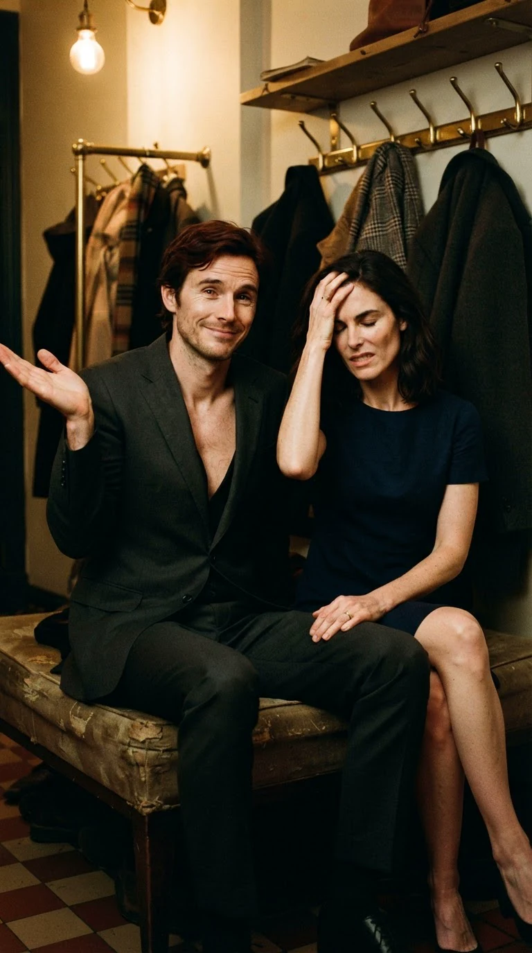 The man shrugs easily while Lena presses a hand to her forehead.