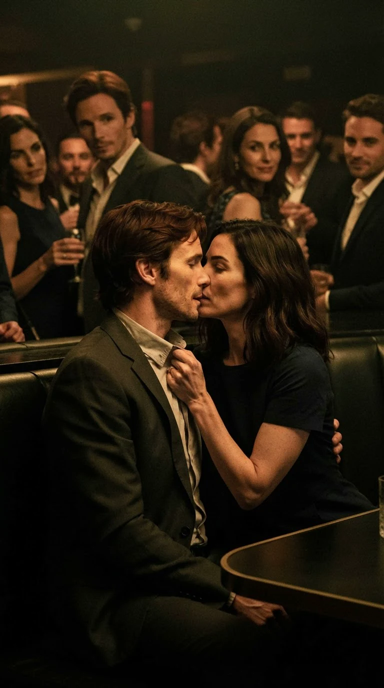 Kellan and Lena kiss hard in the booth.