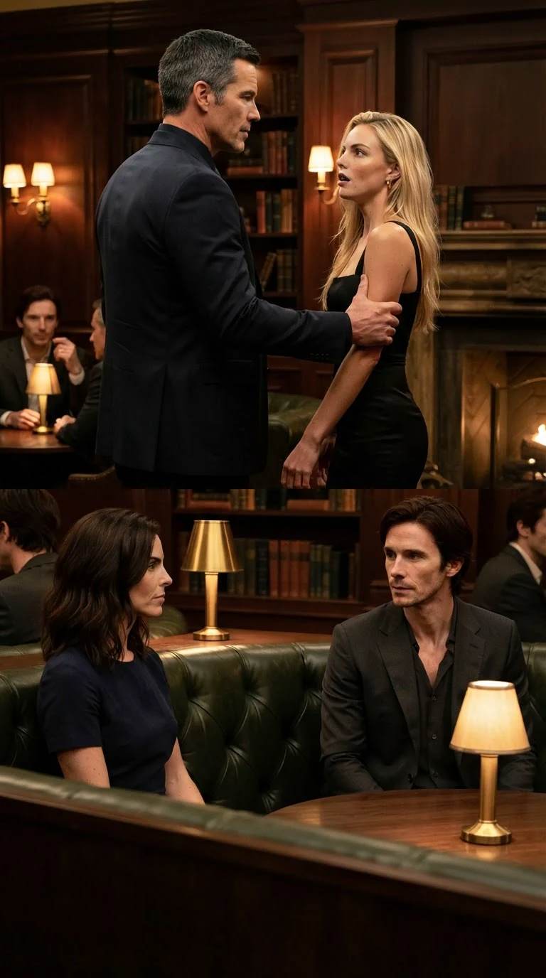 Grant grips Sloane's arm in the silent club while Lena and Kellan sit in the booth.