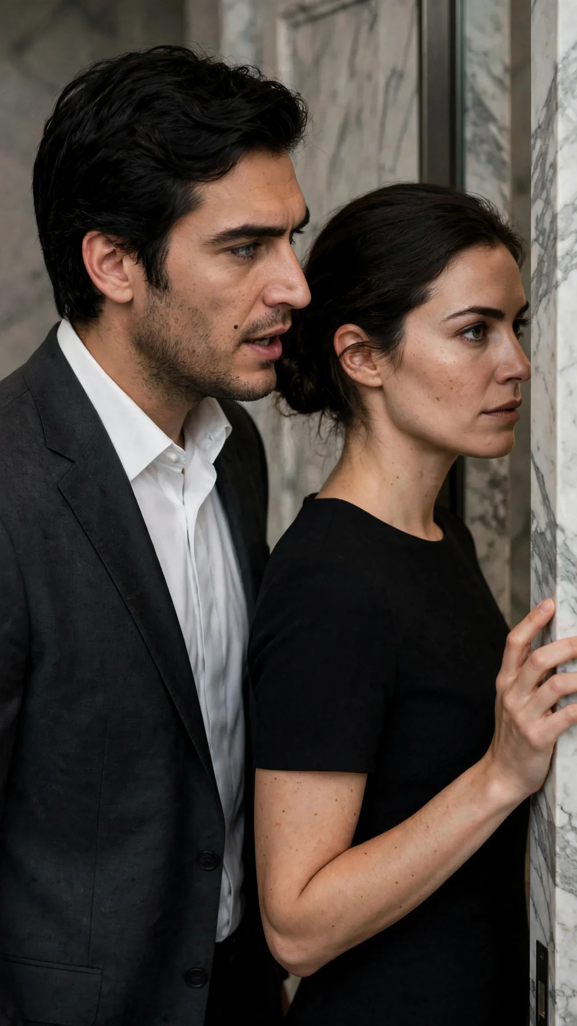 Evren speaks low to Brenna as she shakes her head.