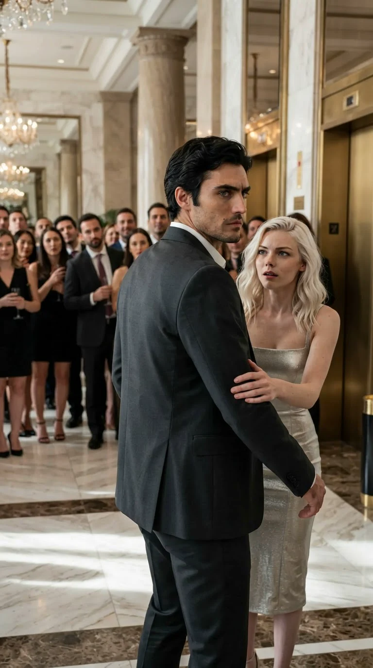 Evren turns a cold look on Roselle and pulls his arm free, walking toward the elevators.