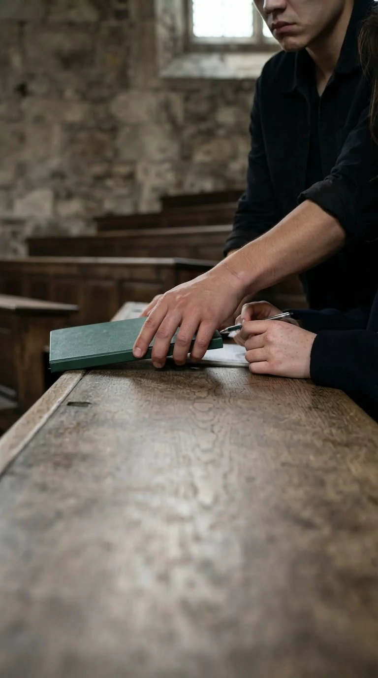 Nell glances sideways at Cormac's notebook, nudged an inch away from her space on the table.